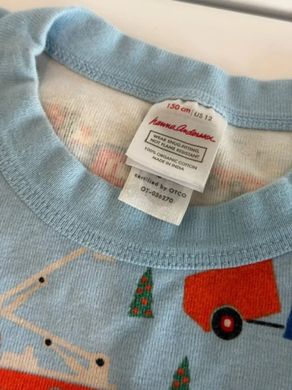 Hanna Andersson Boys Size 12 100% Organic Cotton Christmas Truck Pajama Set